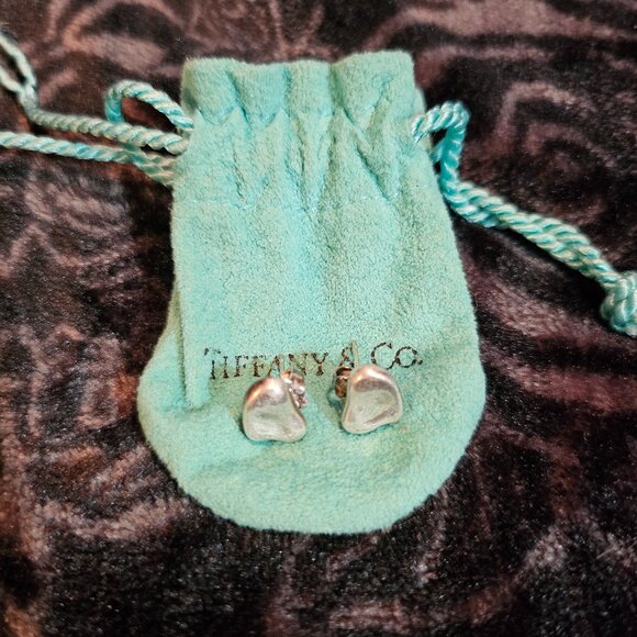 Tiffany & Co. Silver Bean Stud Earrings - Picture 1 of 3